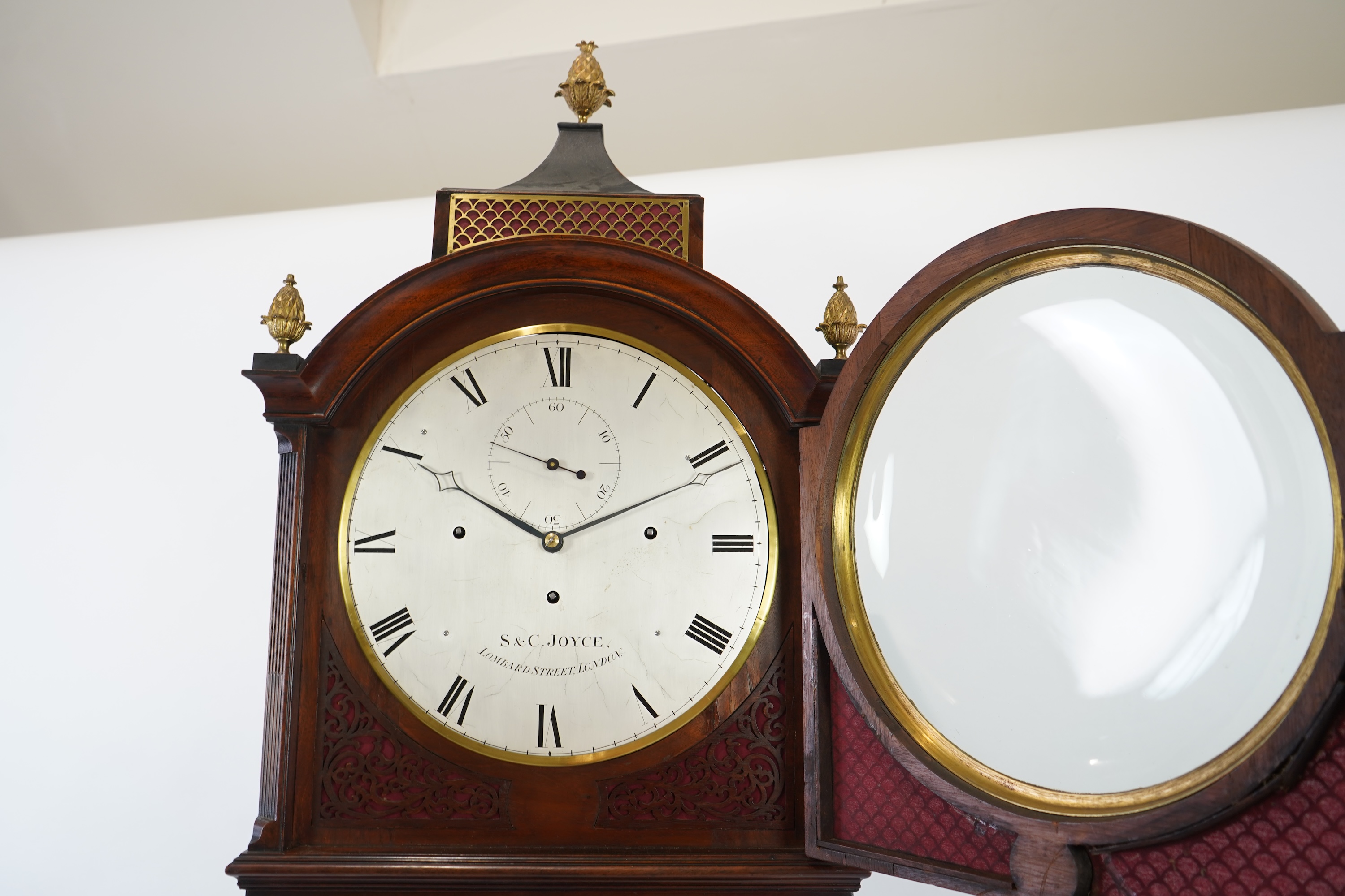 A George III mahogany and brass mounted longcase regulator by S & C Joyce, Lombard Street, London